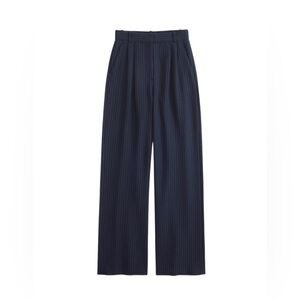 Abercrombie & Fitch Navy Pinstripe Wide-Leg Pants